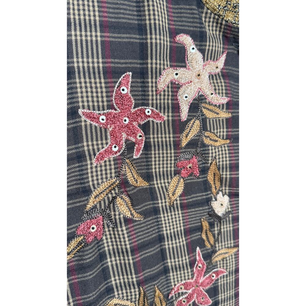 1990s Alex Kim Embroidered Plaid Jacket Women’s Plus Size 1X - Picture 9 of 16